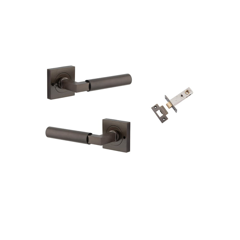 Door Lever Berlin Square Rose Inbuilt Privacy Kit Signature Brass