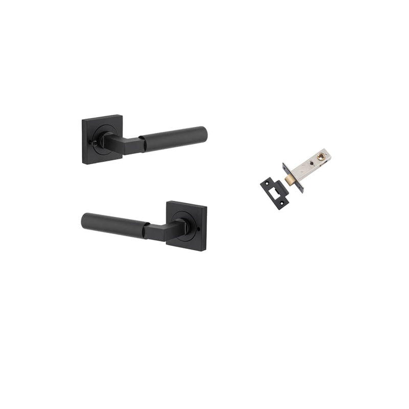 Door Lever Berlin Square Rose Inbuilt Privacy Kit Matt Black