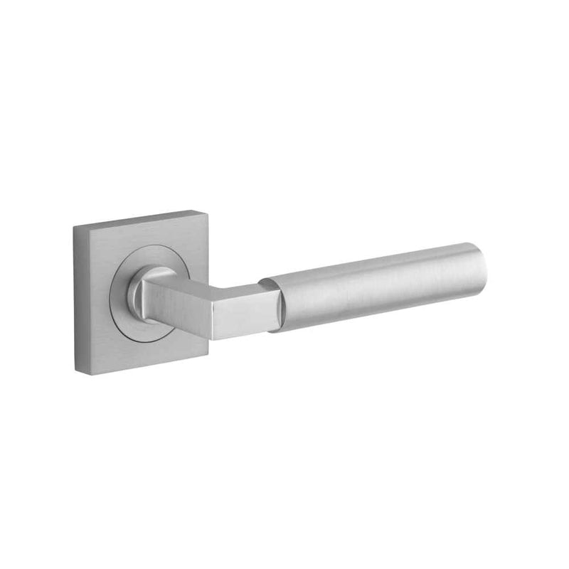 Door Lever Berlin Square Rose Brushed Chrome