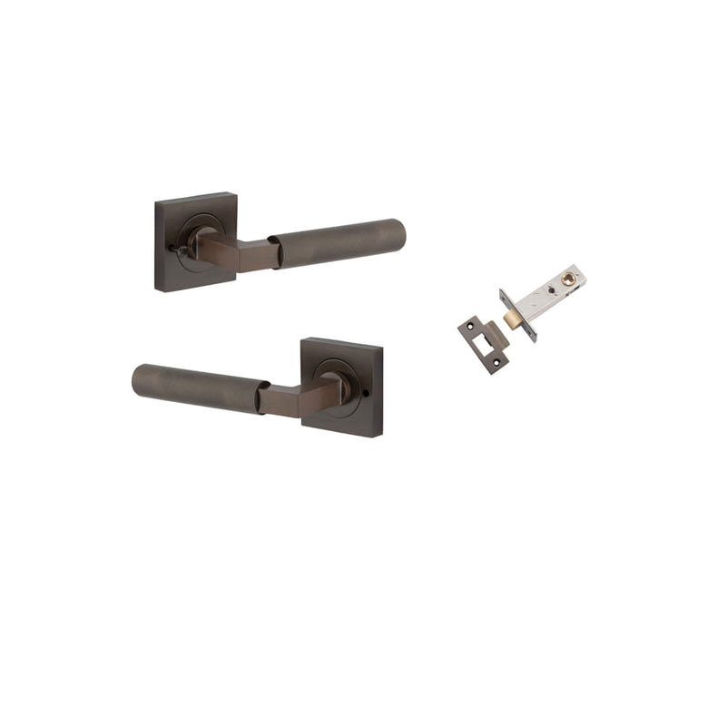 Door Lever Brunswick Square Rose Inbuilt Privacy Kit Signature Brass