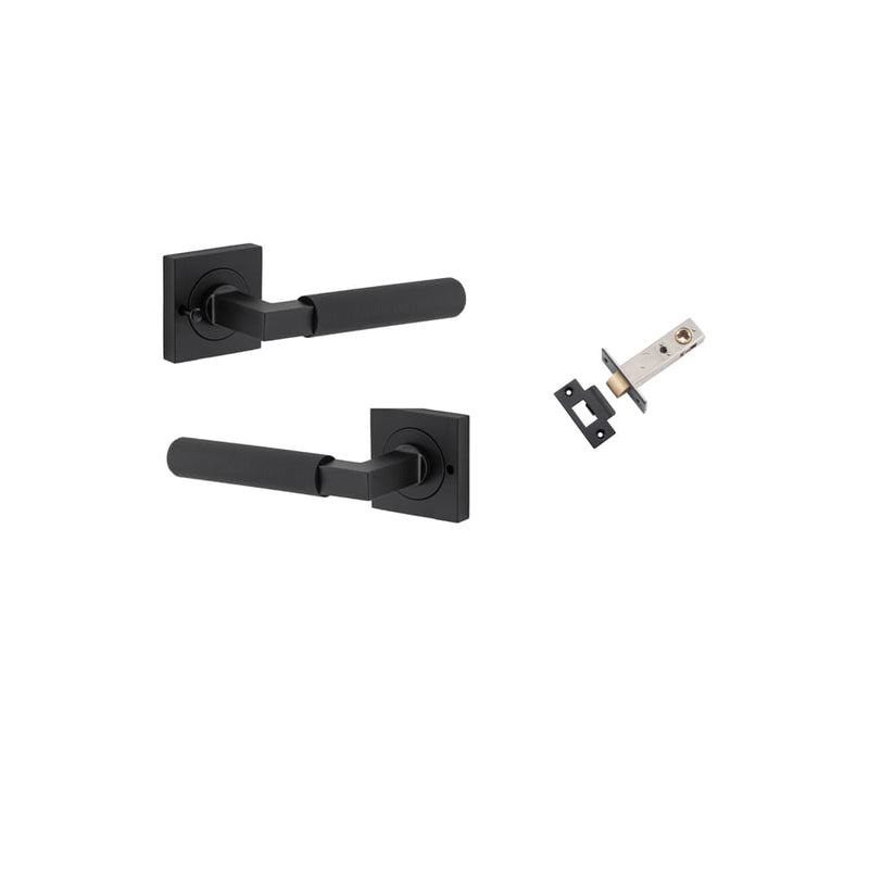 Door Lever Brunswick Square Rose Inbuilt Privacy Kit Matt Black