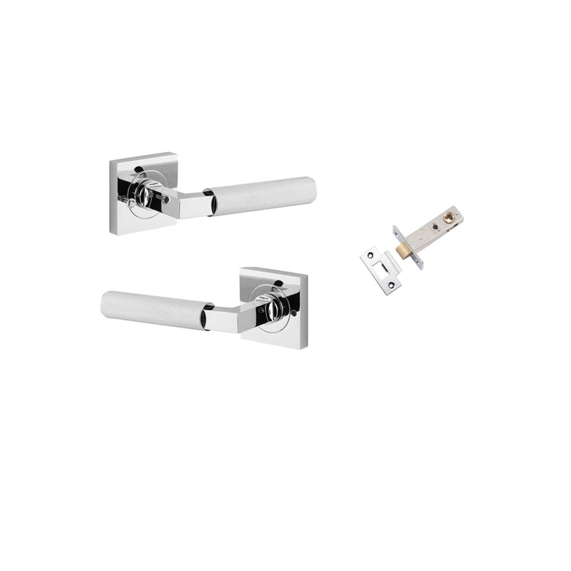 Door Lever Brunswick Square Rose Inbuilt Privacy Kit Polished Chrome