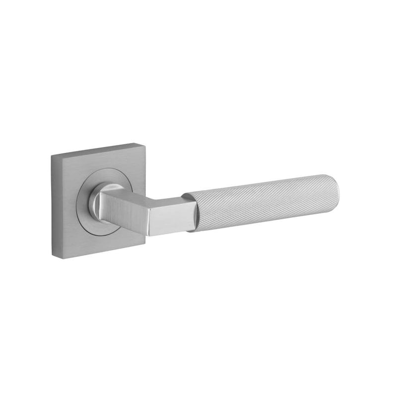 Door Lever Brunswick Square Rose Brushed Chrome