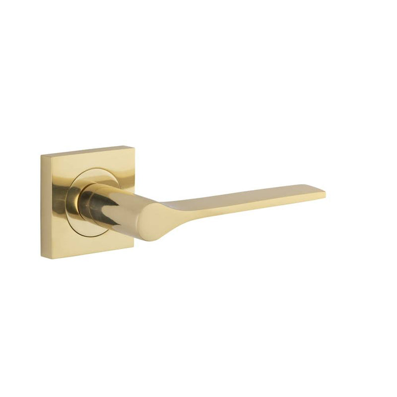 Door Lever Como Square Rose Polished Brass