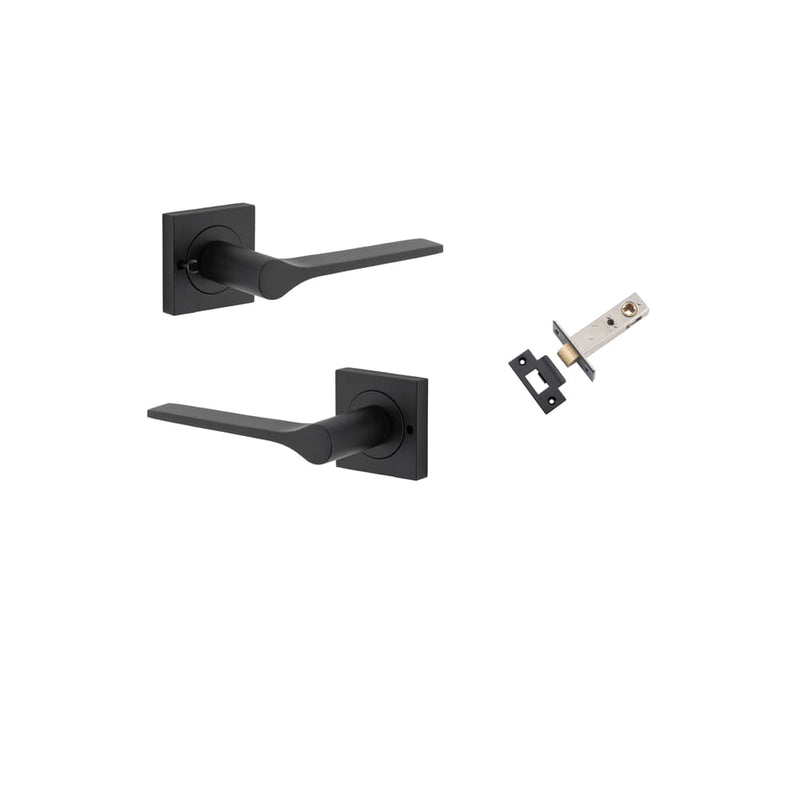 Door Lever Como Square Rose Inbuilt Privacy Kit Matt Black