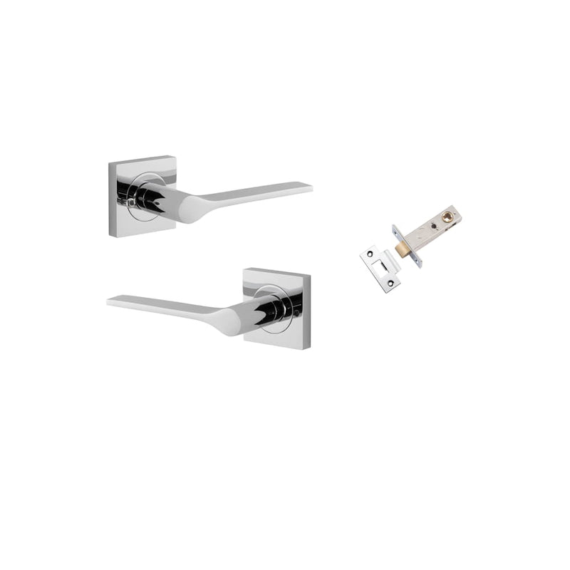 Door Lever Como Square Rose Inbuilt Privacy Kit Polished Chrome