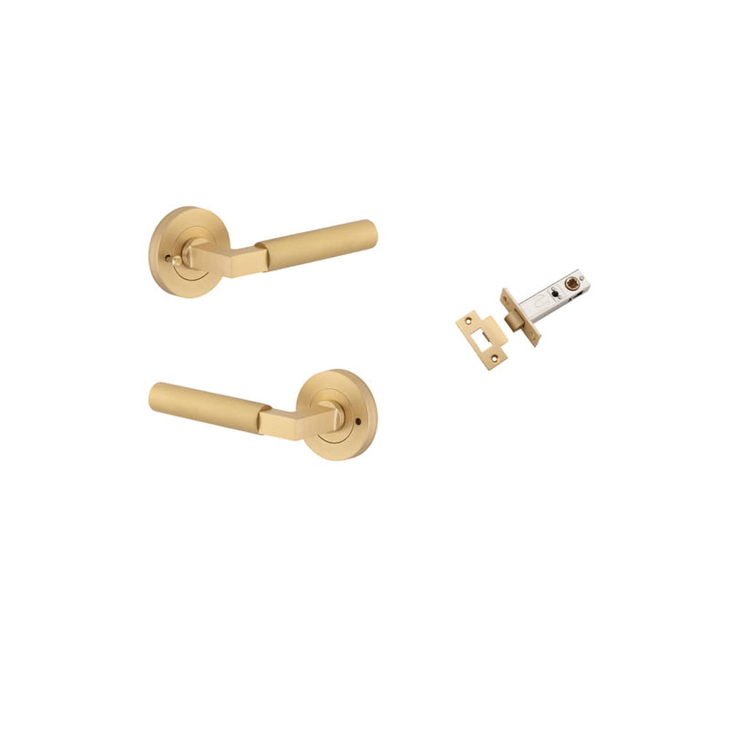 Door Lever Berlin Round Rose Inbuilt Privacy Kit Brushed Brass