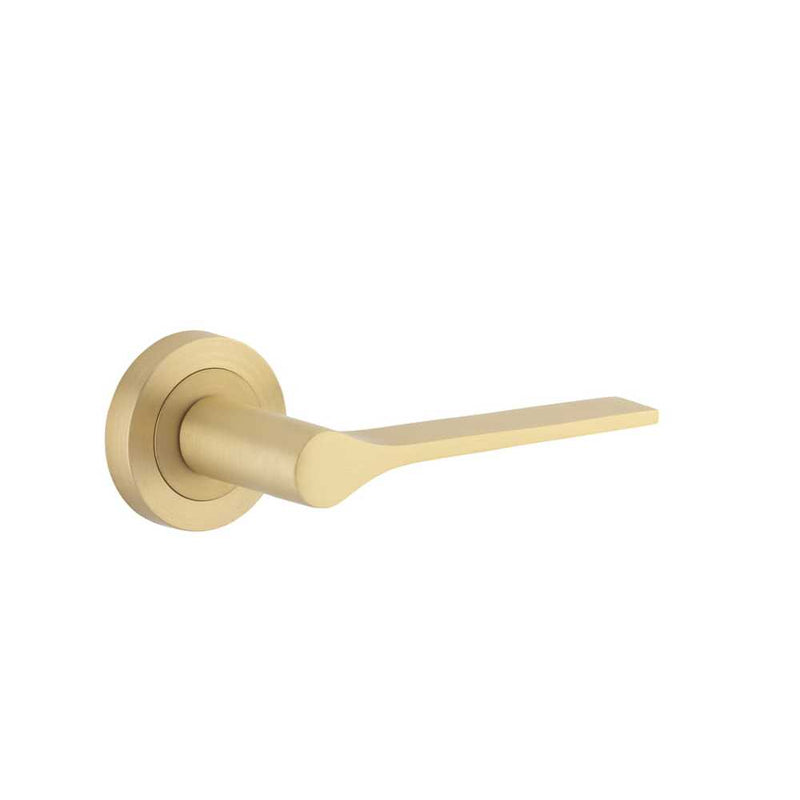 Door Lever Como Round Rose Brushed Brass