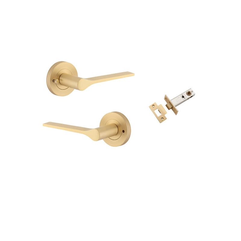 Door Lever Como Round Rose Inbuilt Privacy Kit Brushed Brass