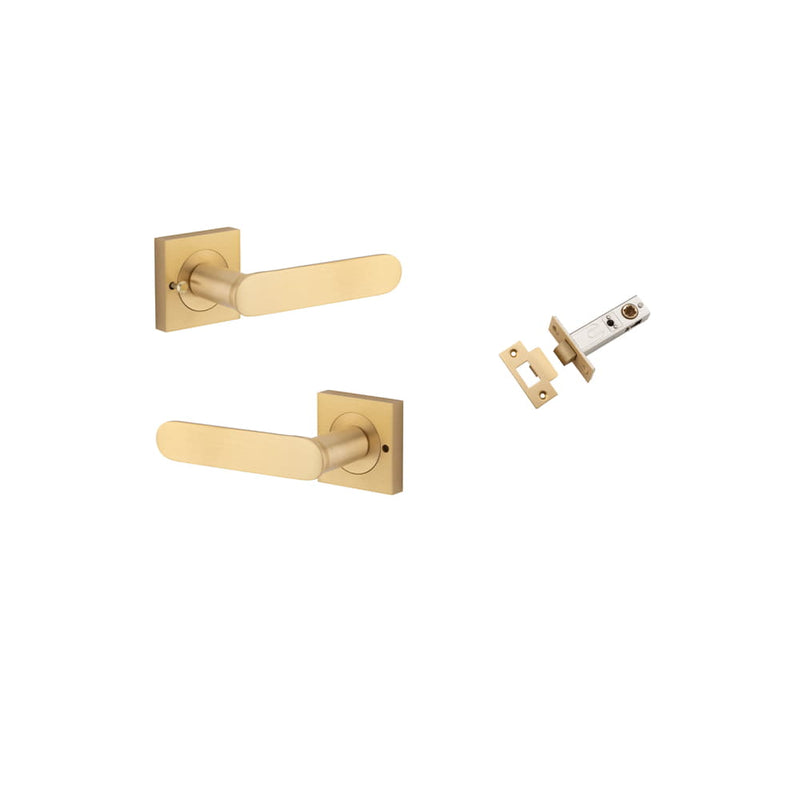 Door Lever Bronte Square Rose Inbuilt Privacy Kit Brushed Brass