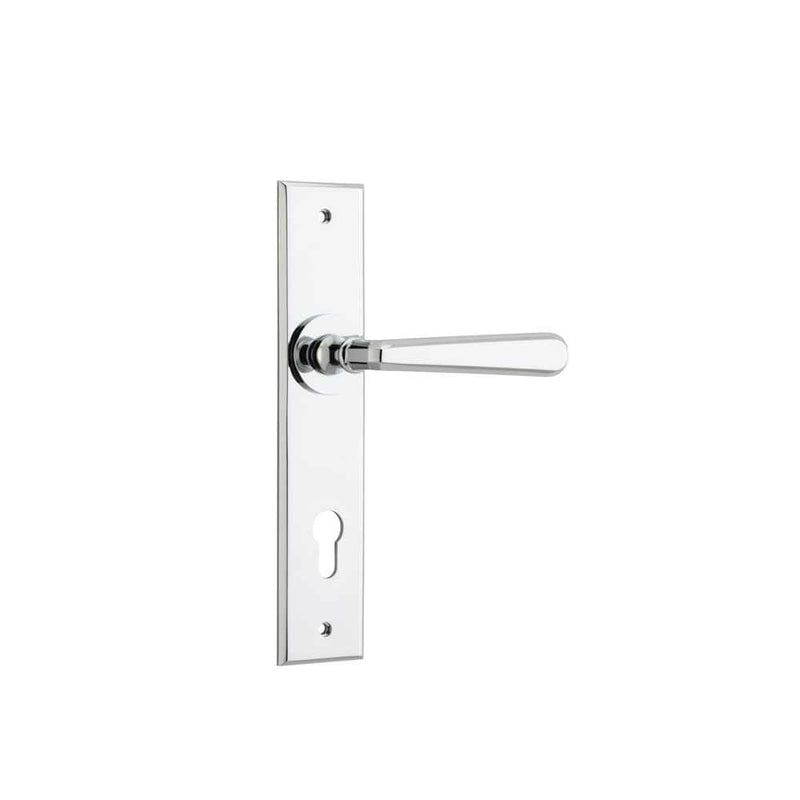 Door Lever Copenhagen Chamfered Euro Pair Polished Chrome