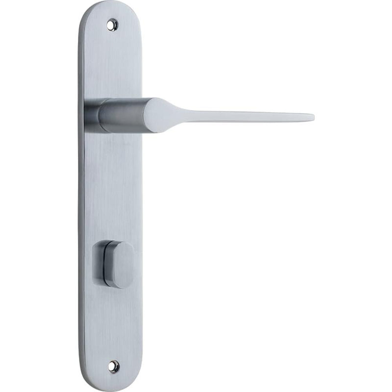 Door Lever Como Oval Privacy Brushed Chrome