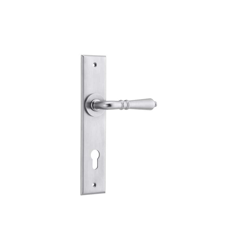 Door Lever Sarlat Chamfered Euro Brushed Chrome