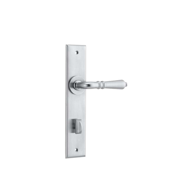 Door Lever Sarlat Chamfered Privacy Brushed Chrome