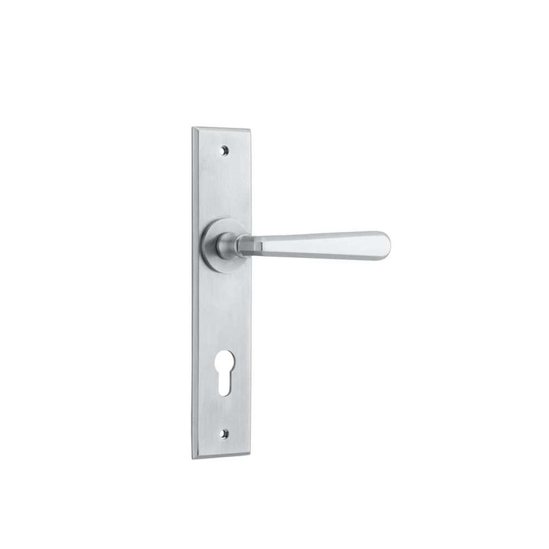 Door Lever Copenhagen Chamfered Euro Pair Brushed Chrome