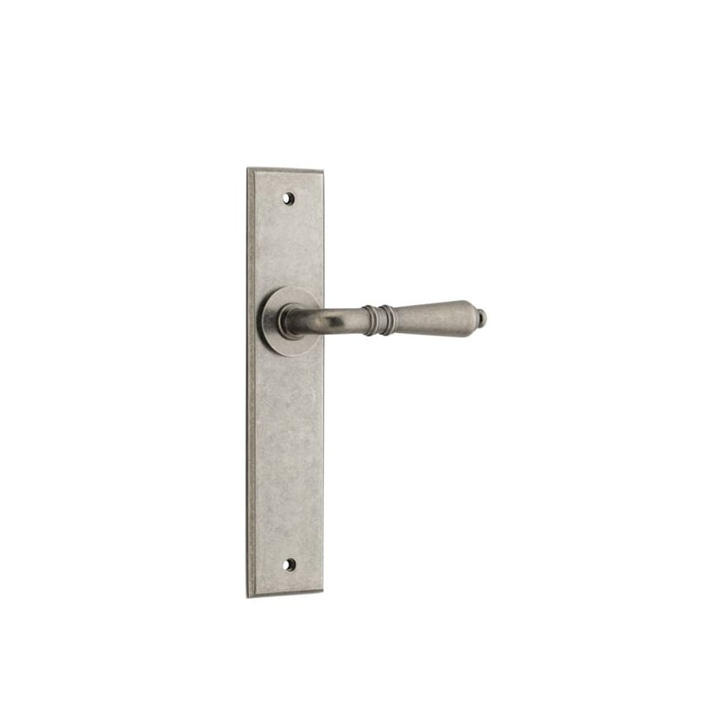 Door Lever Sarlat Chamfered Latch Distressed Nickel