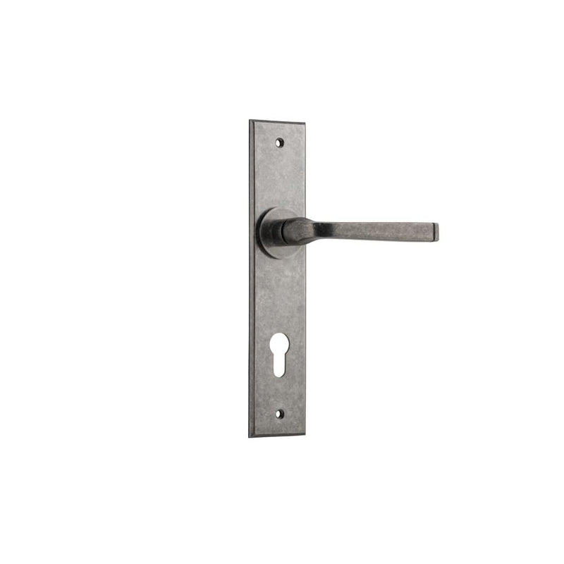 Door Lever Annecy Chamfered Euro Distressed Nickel