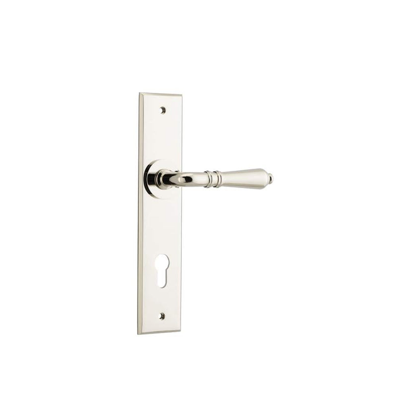 Door Lever Sarlat Chamfered Euro Polished Nickel