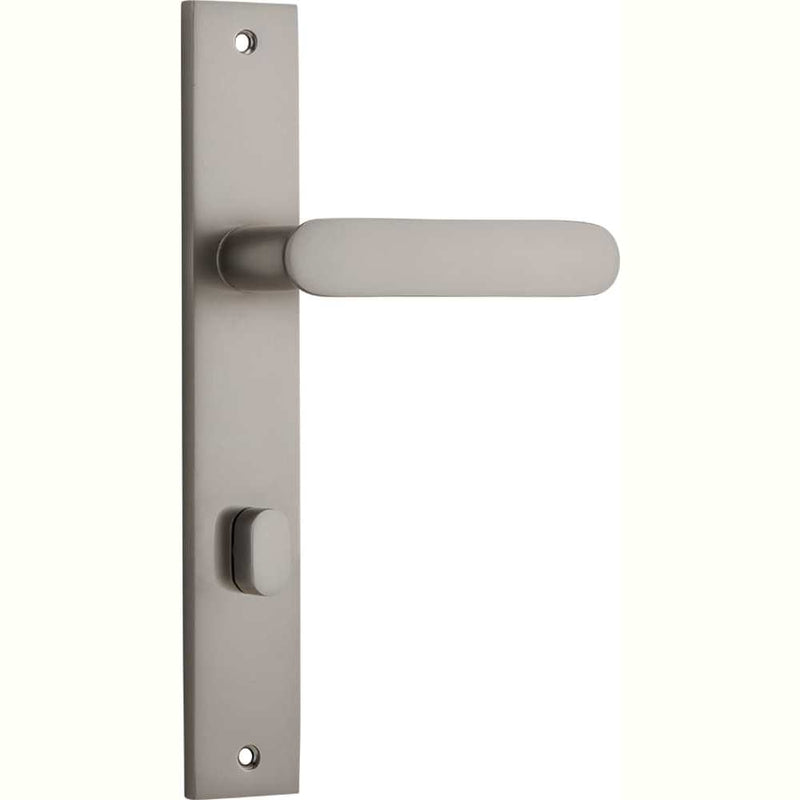 Door Lever Bronte Rectangular Privacy Satin Nickel
