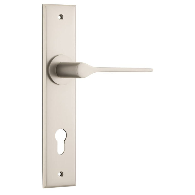 Door Lever Como Chamfered Euro Satin Nickel