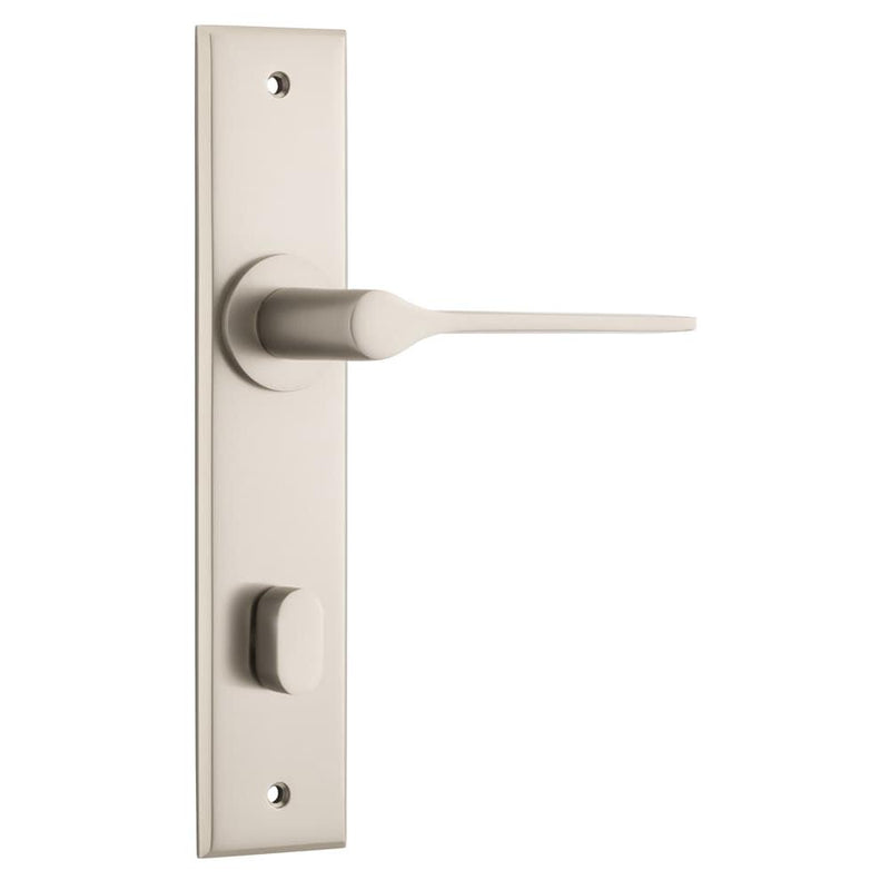 Door Lever Como Chamfered Privacy Satin Nickel