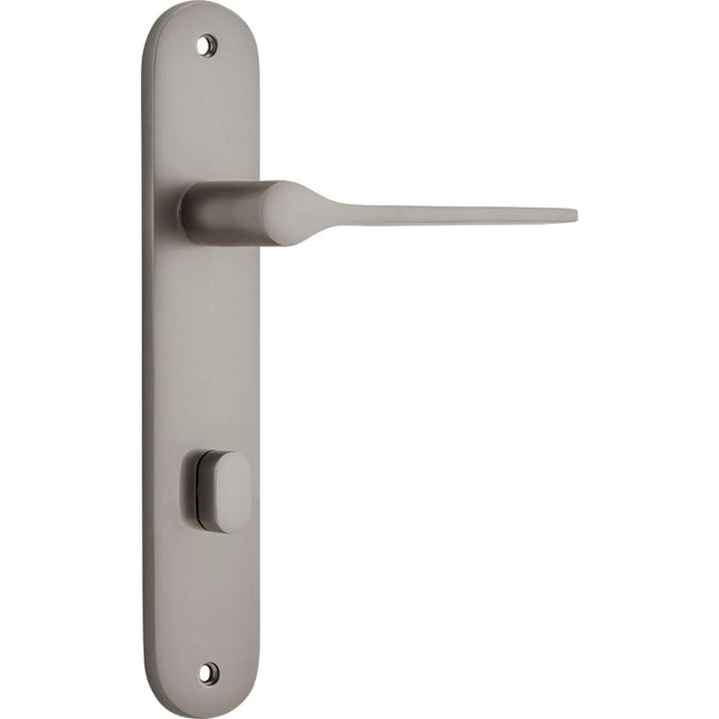 Door Lever Como Oval Privacy Satin Nickel