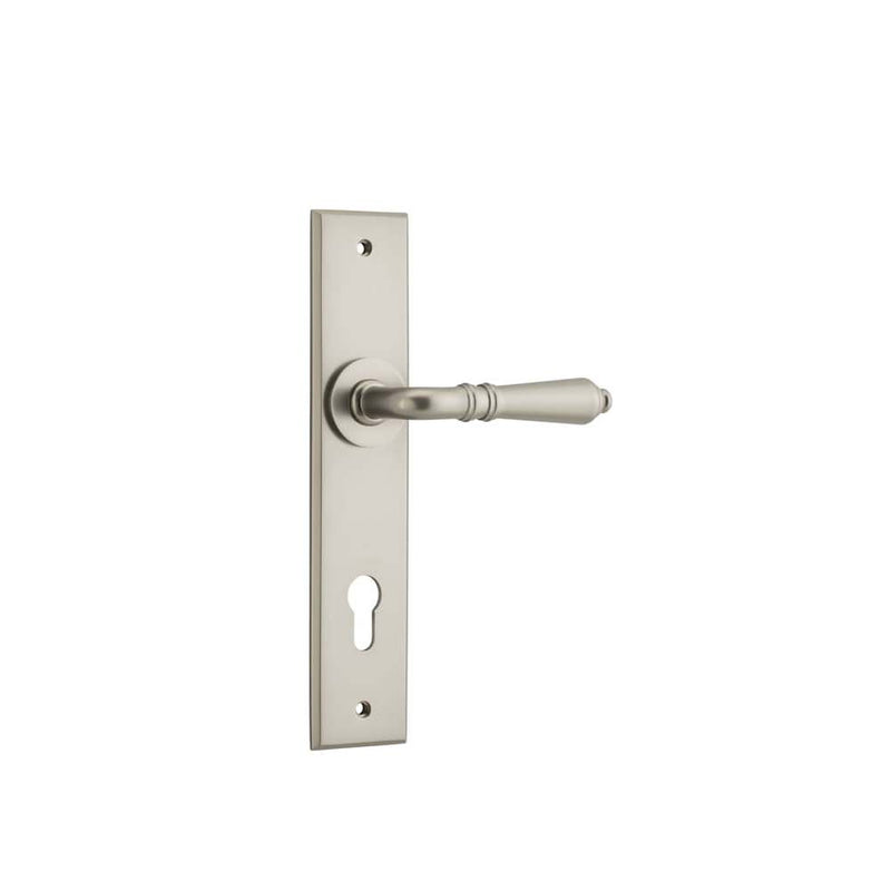 Door Lever Sarlat Chamfered Euro Satin Nickel