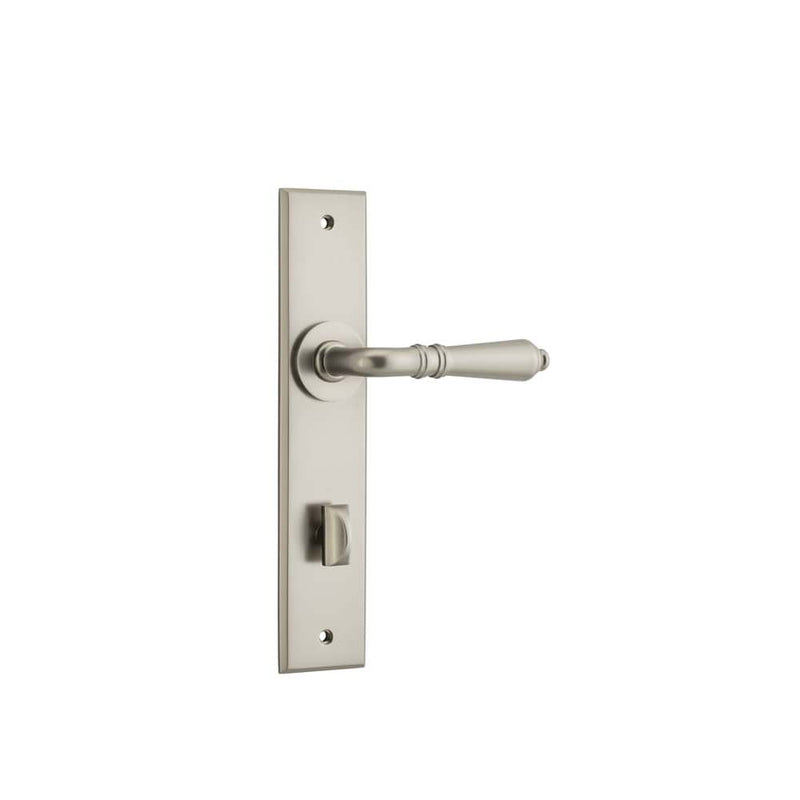 Door Lever Sarlat Chamfered Privacy Satin Nickel