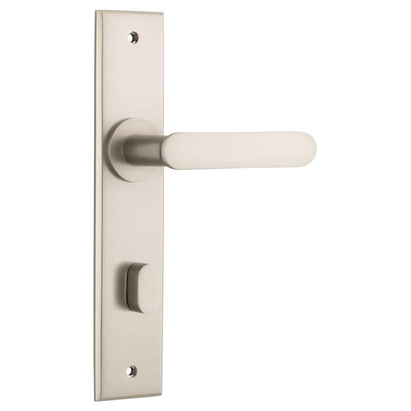 Door Lever Bronte Chamfered Privacy Satin Nickel