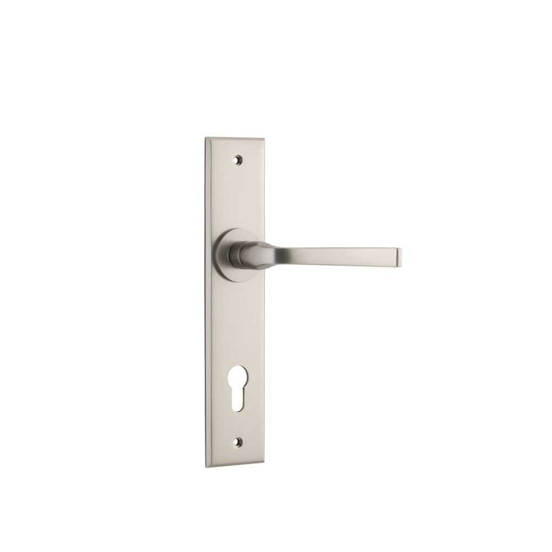 Door Lever Annecy Chamfered Euro Satin Nickel