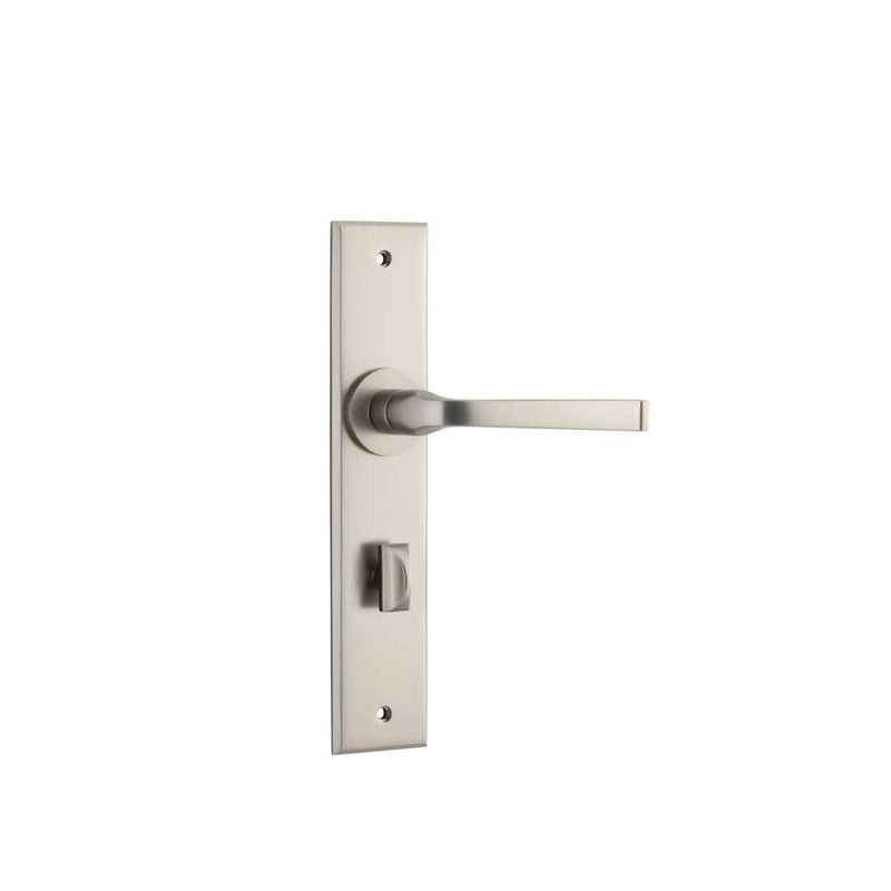 Door Lever Annecy Chamfered Privacy Satin Nickel