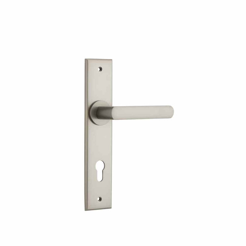 Door Lever Osaka Chamfered Euro Pair Satin Nickel