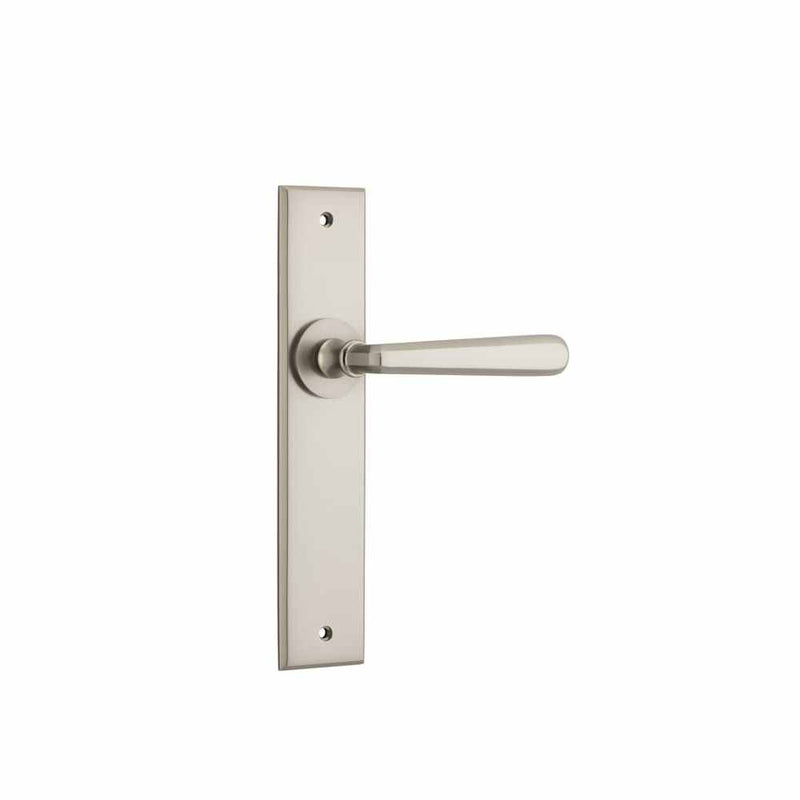Door Lever Copenhagen Chamfered Latch Pair Satin Nickel