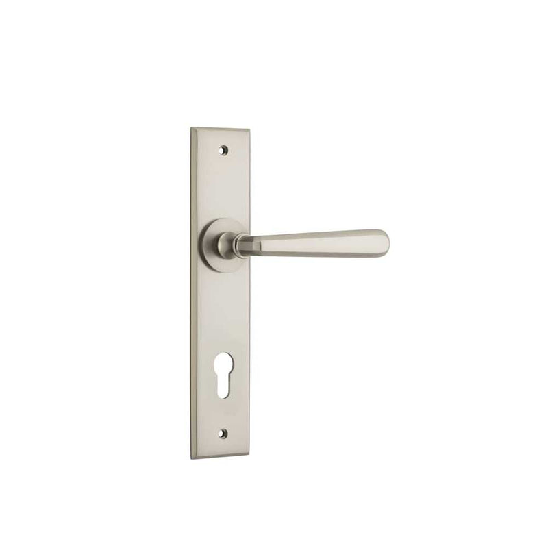 Door Lever Copenhagen Chamfered Euro Pair Satin Nickel