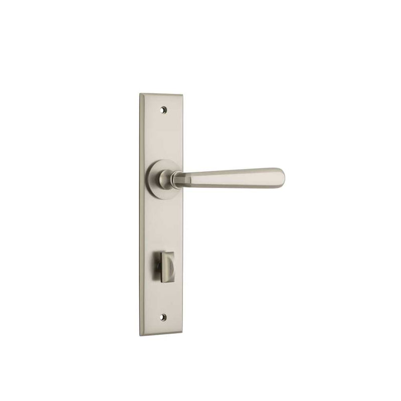 Door Lever Copenhagen Chamfered Privacy Pair Satin Nickel