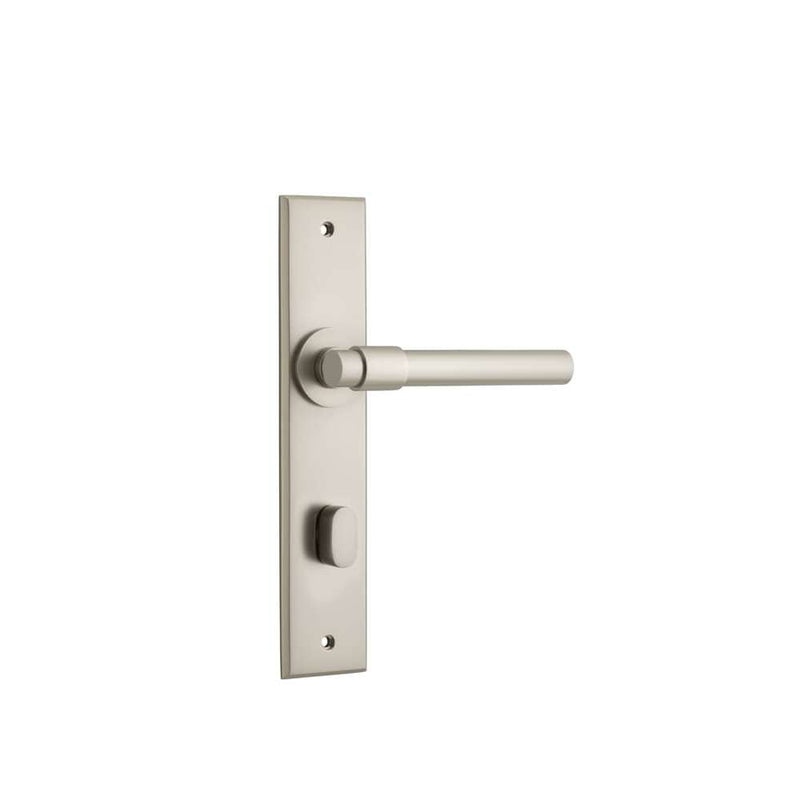 Door Lever Helsinki Chamfered Privacy Satin Nickel