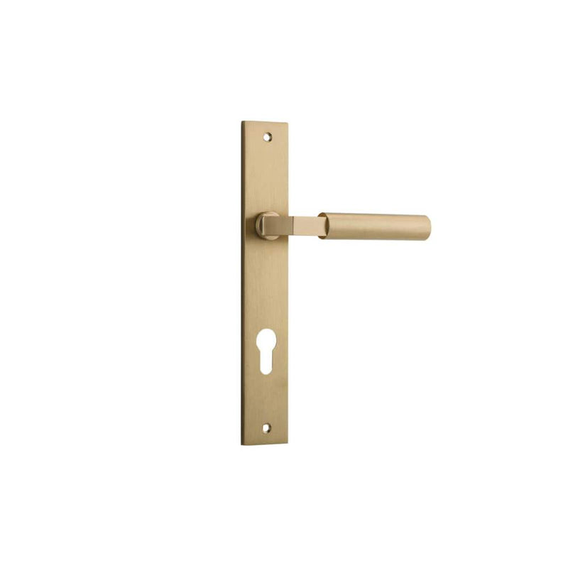 Door Lever Berlin Rectangular Euro Brushed Brass