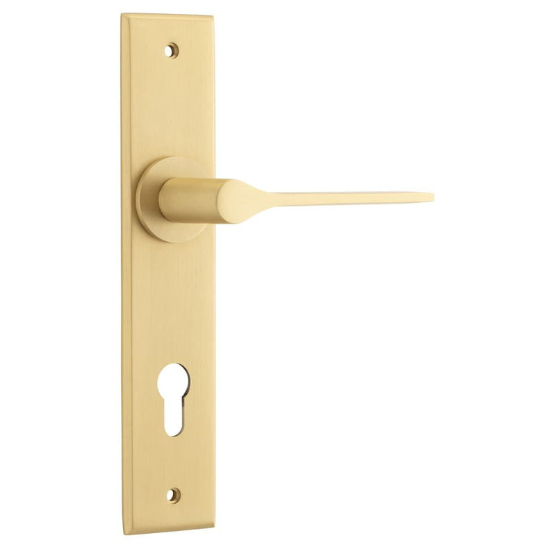 Door Lever Como Chamfered Euro Brushed Brass