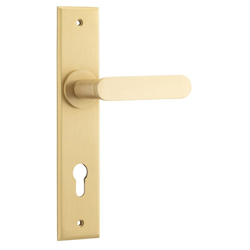 Door Lever Bronte Chamfered Euro Brushed Brass