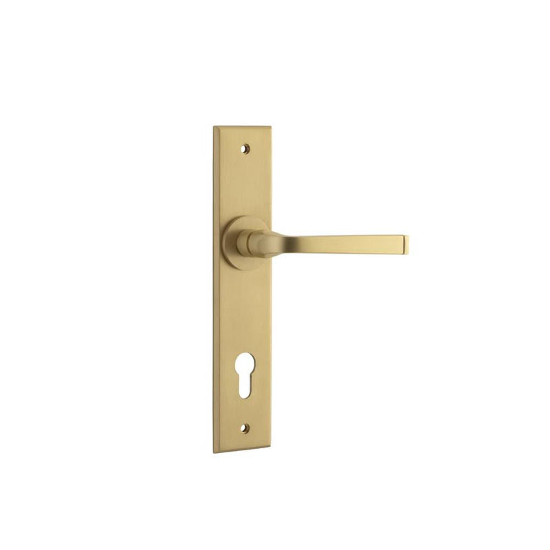 Door Lever Annecy Chamfered Euro Brushed Brass