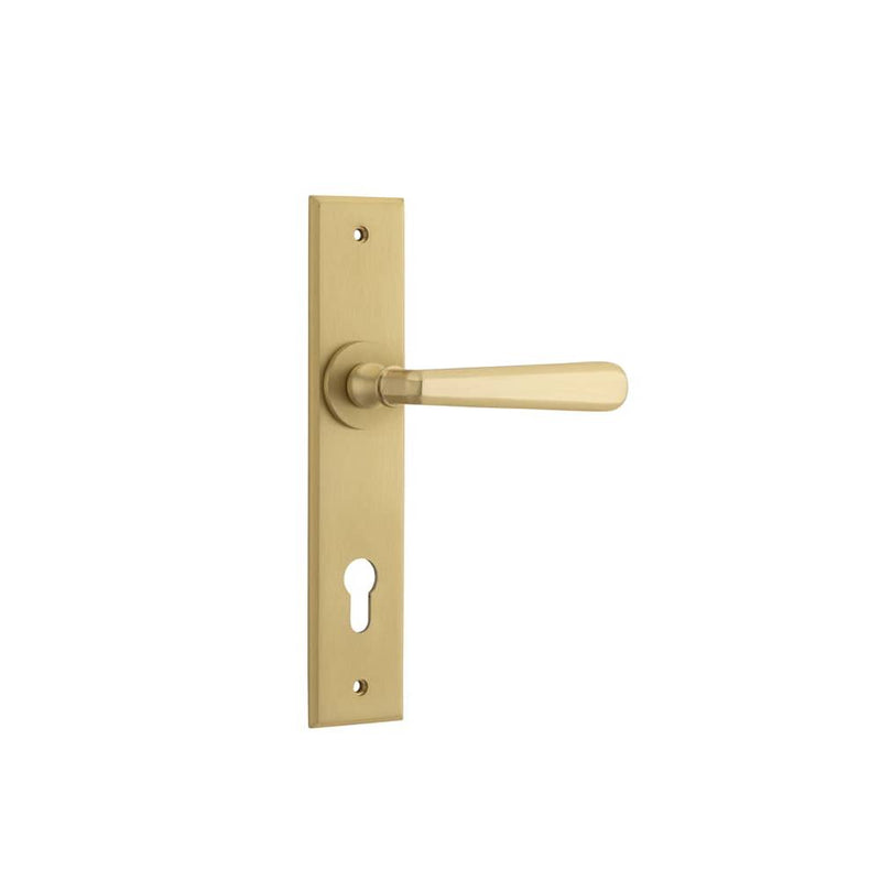 Door Lever Copenhagen Chamfered Euro Pair Brushed Brass