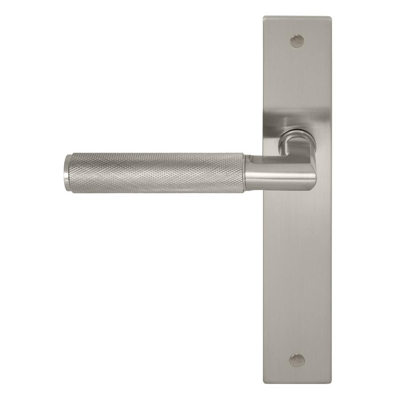 Lumina Diamond Knurled Lever Longplate Passage Set Brushed Nickel