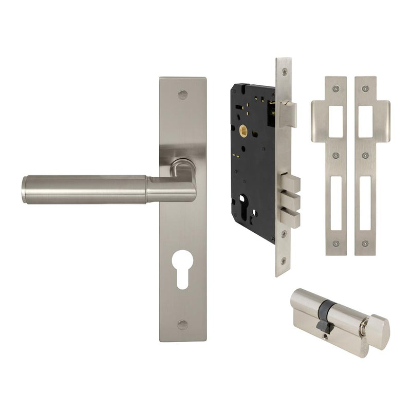 Lumina Plain Lever Longplate Entrance Set CTC85 K/T Brushed Nickel