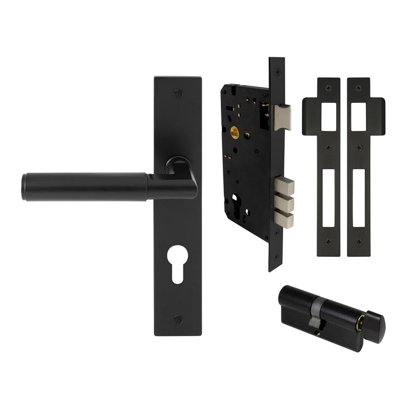 Lumina Plain Lever Longplate Entrance Set CTC85 K/T Matt Black