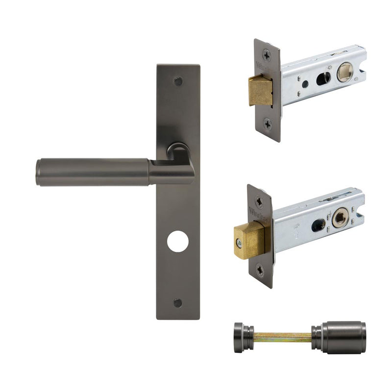 Lumina Plain Lever Longplate Privacy Set Graphite Nickel