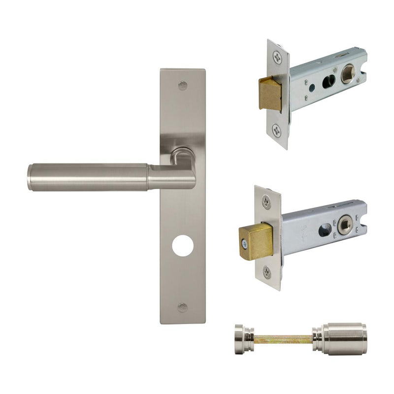 Lumina Plain Lever Longplate Privacy Set Brushed Nickel