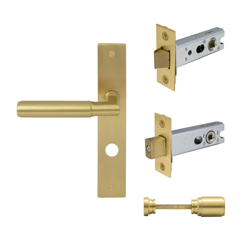 Lumina Plain Lever Longplate Privacy Set Matt Satin Brass