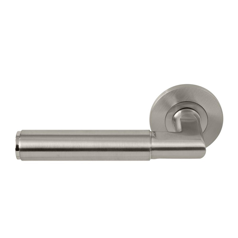 Lumina Plain Lever Round Rose Passage Set Brushed Nickel