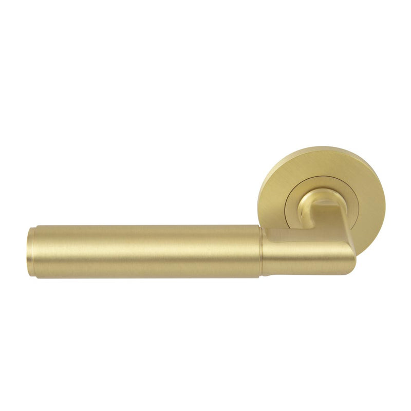 Lumina Plain Lever Round Rose Passage Set Matt Satin Brass