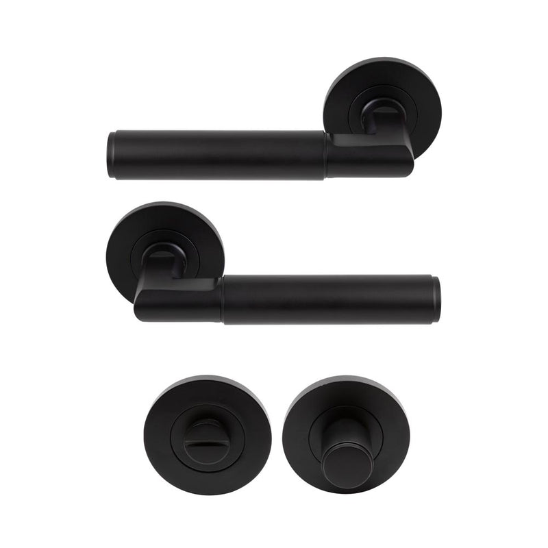 Lumina Plain Lever Round Rose Privacy Set Matt Black